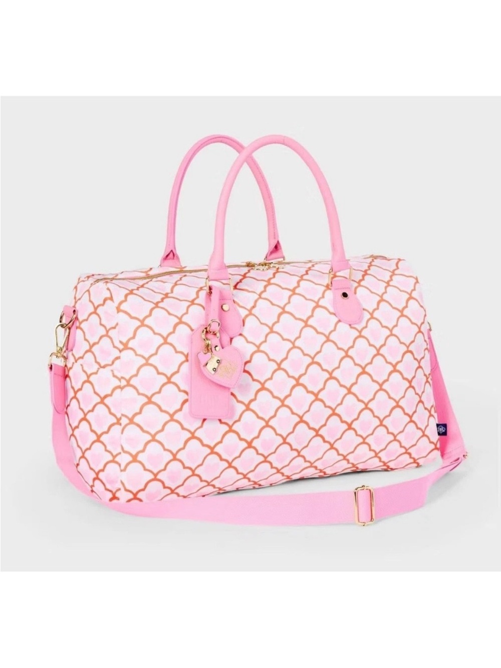Roller Rabbit x Target Pink Quilted Travel Duffel Bag with Gold Accents NWT